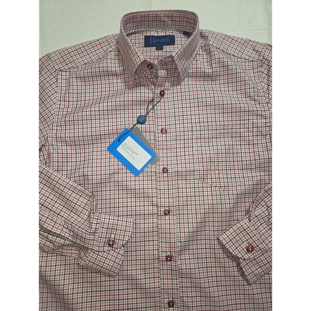 Haspel Mens Rose Plaid Button Down Shirt Cotton 171-H1009 Treme Rose Plaid M